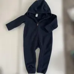 H&M ベビー ロンパース ボア くま耳 フード ネイビー 70 80 6-9m