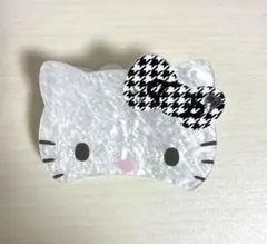【新品】ハローキティ 千鳥格子リボン ヘアクリップ　ラインストーン
