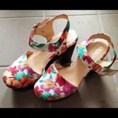 エスペランサ　ESPERANZA　花柄　厚底サンダル　Sサイズのサムネイル