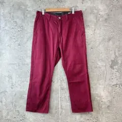 セマンティックデザイン　綿100% クロップドパンツ　ドット柄　あずき色　S