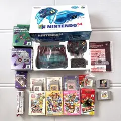 中古＊ ニンテンドー64 クリアブルー 本体 ゲームソフト セット 箱付き