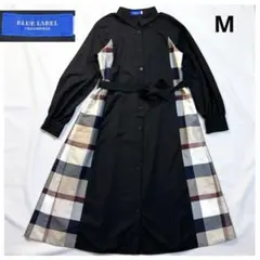 ブルーレーベルクレストブリッジ ワッシャーブロードワンピース 黒