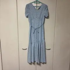 Heather フラワープリント 半袖ロングワンピース
