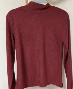 ワインレッド ボルドー ニット リブニット タイト