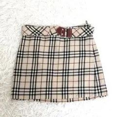 希少 美品【バーバリーブルーレーベル】ホース刺繍リボンフリルスカートノバチェック 希少 【バーバリーブルーレーベル】ホース刺繍リボンフリル
