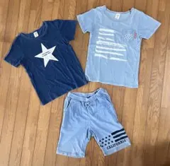 3点セット キッズ Tシャツ 120 パンツ 110 水色 ブルー 星