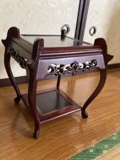 値下げ！新品♪ 巾54cm 花梨 無垢 だるま型 平花台 香炉台 盆栽台 漆塗り 値下げ！新品♪ 巾54cm 花梨 無垢 だるま型 平花台 香炉台 盆栽台 漆