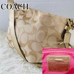 COACH コーチ ショルダーバッグ F15067 ゴールド系キャンバス×レザー 