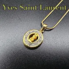 極美品✨　YSL　イヴ・サンローラン　ネックレス　ラインストーン　ロゴ　972