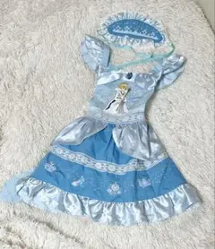ディズニー シンデレラ 水色 フリルドレス エプロン ヘッドドレス シュシュ付き