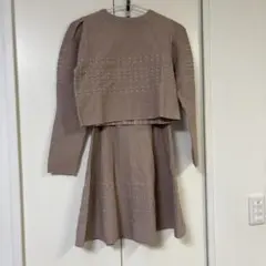 スナイデル　ピンクベージュ リブ編み セットアップ