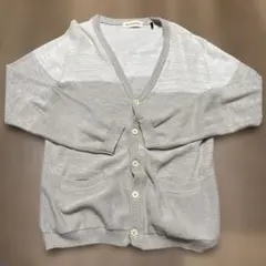 グレー カーディガン ボタン付き 前面ポケット