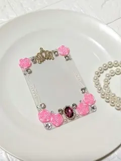 No.217ピンクの薔薇❤飾って可愛いトレカケースデコ⭐️硬質ケース⭐️Ｂ8