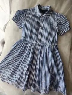 美品　ラルフローレン　ワンピース　4Y　　ストライプ　ブルー　水色