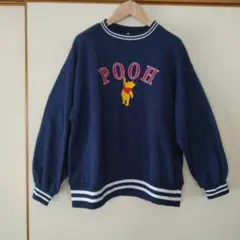プーさん刺繍ネイビー スウェット　フリーサイズ