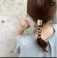 アネモネ　ヘアアクセサリー　ポニーフック　ピンクゴールド