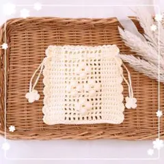 お花ぷくぷくポーチ ハンドメイド かぎ針編み 編み物 手編み