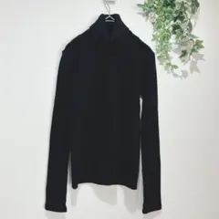 【エゴイスト】レディース　リブ編みタートルネックセーター 黒　アクリル