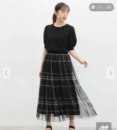 美品GLACIER グラシア ハニーズ チェックチュールスカート Lのサムネイル