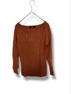Le souk オレンジ リブ編み 長袖ニットM