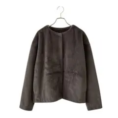 UNIQLO ユニクロ(L)スムースヤーンフリースノーカラージャケット（長袖）