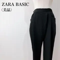【美品】　ザラベーシック　ウエストバックゴムタックテーパードパンツブラックのサムネイル