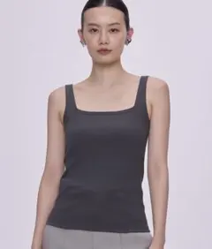 OUR WACOAL カップ付きタンクトップ スクエアネック　チャコールグレーMのサムネイル
