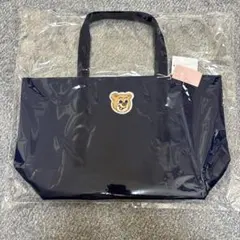 フェイラー　オールドテディ　ワッペントートバッグ　ネイビー　大(LL)