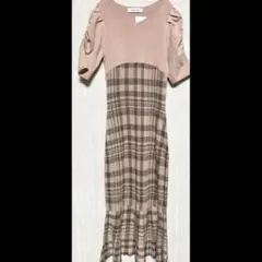 タグ付き試着のみ・チェックジャガード切替えマーメイドワンピース