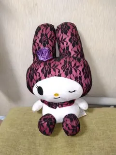 マイメロディ ぬいぐるみ 黒紫レース