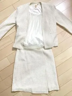 【極美品】ALPHA CUBIC ツイードスーツ　フォーマルセットアップ 9号M