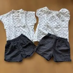 ドット柄ブラウス＆ショートパンツ セットアップ お揃い　アオスタ　Bonito