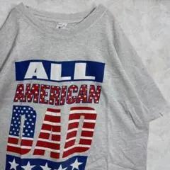 90s シングルステッチ【T-USA】 メッセージ 古着 Tシャツ XL グレー