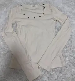 YRZS 長袖 リブカットソー クリーム