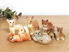 ミニチュア 子犬の置物 7匹 柴犬など