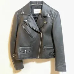 美品 Spick & Span ブラック レザー ダブル ライダース ジャケット