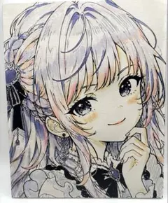 手描きイラスト オリジナルイラスト 人魚姫 原画 色紙 コピック