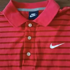 NIKE ポロシャツ ボーダー レッド メンズ M
