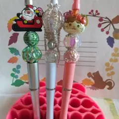 カスタムボールペン3本、各種ビーズセット