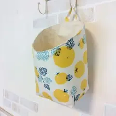 NO.893大・布バスケット❁浮かせる収納❁ウォールポケット❁ハンドメイド