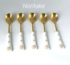 ノリタケ 花更紗 ゴールドスプーン 5本セット 陶器ハンドル ヴィンテージのサムネイル