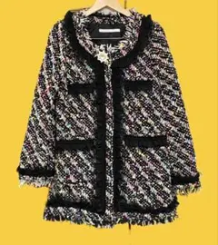 min plume(ミンプリュム) ノーカラー ツイードジャケット 新品未使用