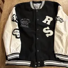 刺繍入りスタジャン ブラック/ホワイト Lサイズ