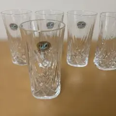 チェコ製クリスタルガラス カットデザイン グラス 5個セット　新品未使用 Cristal de France カットクリスタルグラス 5個セット 未使用品 - メルカリ