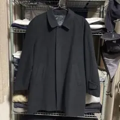 ESCORE アンゴラ混ショートウールコート L ダークネイビー