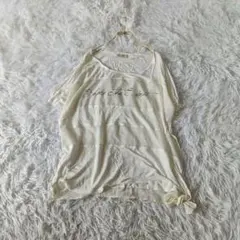 AFRICA TARO ボーダーシアー半袖Tシャツ Fサイド裾リボン