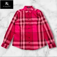 バーバリーロンドン　チェック　ブラウス　長袖　シャツ　赤