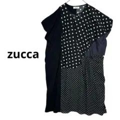 zucca ズッカ　ミックスドットワンピース　半袖　ドッキング　M ゆったりのサムネイル