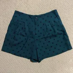 【美品】GU タックショートパンツ　ショーパン グリーン　ブラック　ドット