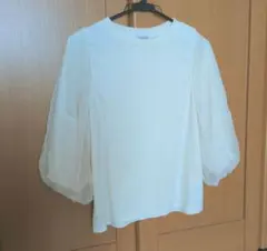 aquaist クリーム色 五分袖トップスL